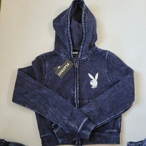 Playboy Graphic Zip-Up Washed Hoodie